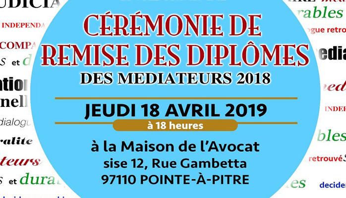 Cérémonie de remise des diplômes des médiateurs 2018 