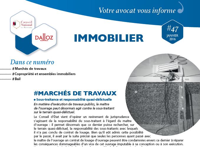 Le cabinet d'avocats FERLY vous informe en droit de l'immobilier #Newsletter Janv-2016 #Avocat