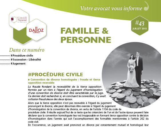 #AvocatGuadeloupe Le #CabinetFerly vous infome : Actualités Droit de la famille et des personnes