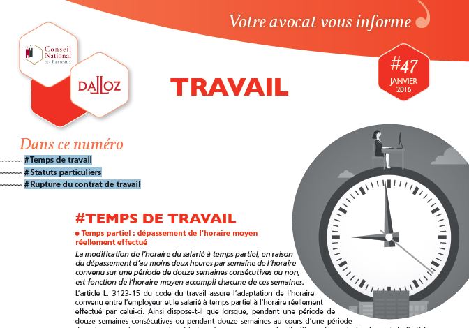 Le cabinet d'avocats FERLY vous informe en droit du #travail #Newsletter Janv-2016 #Avocat