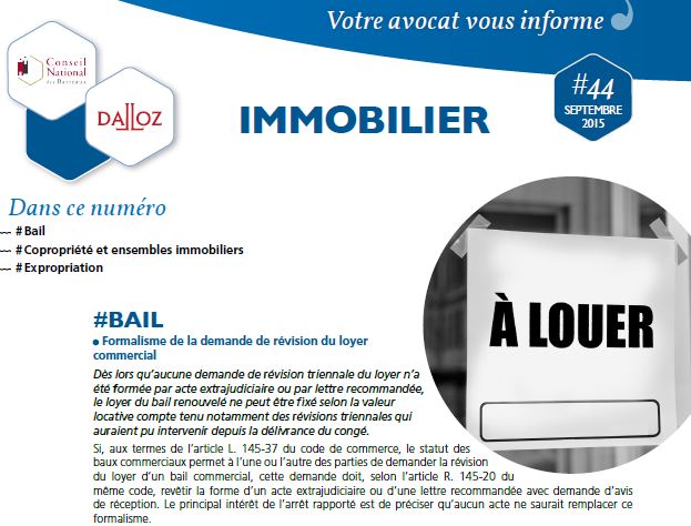 #CabinetFerly vous informe en #droit immobilier