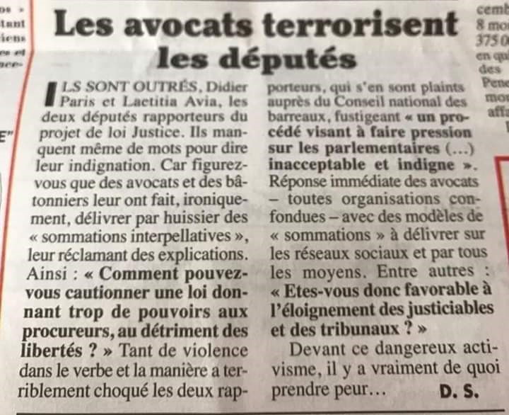 Les avocats terrorisent les députés