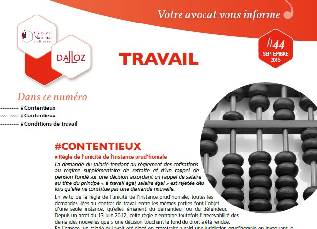  #CabinetFerly vous informe en #droit du travail